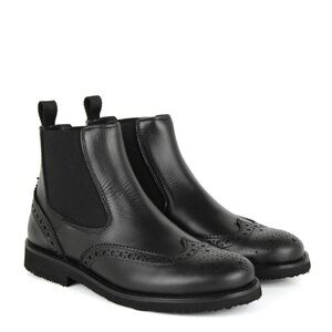 Gallicci Classic Black Leather Chelsea Boots